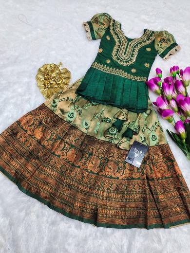 kids lehenga lichi silk Bulk kids wear suppliers in Gujarat